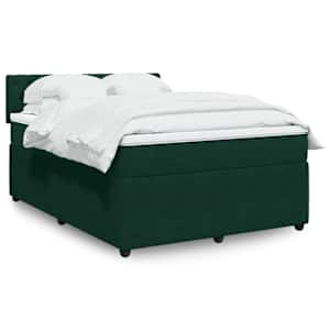 Box spring postelja z vzmetnico temno zelen 140x190 cm žamet