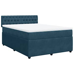 Box spring postel s matrací modrá 140 x 190 cm samet - obrázek 3