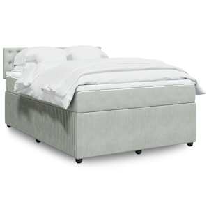 Box spring postelja z vzmetnico svetlo siv 140x190 cm žamet