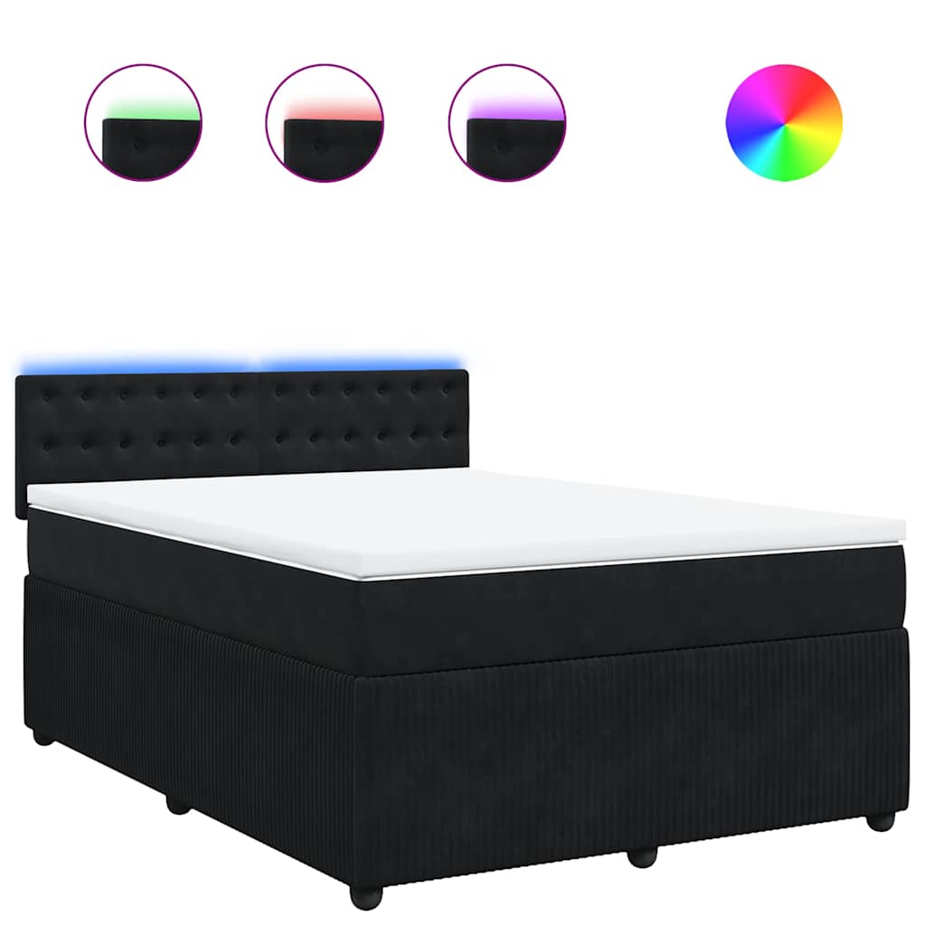 Thumbnail - vidaXL Boxspringbett mit Matratze Schwarz 140x190 cm Samt