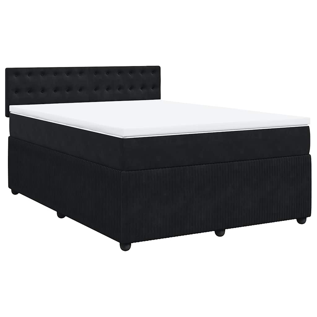vidaXL Boxspring met matras fluweel zwart 140x190 cm afbeelding