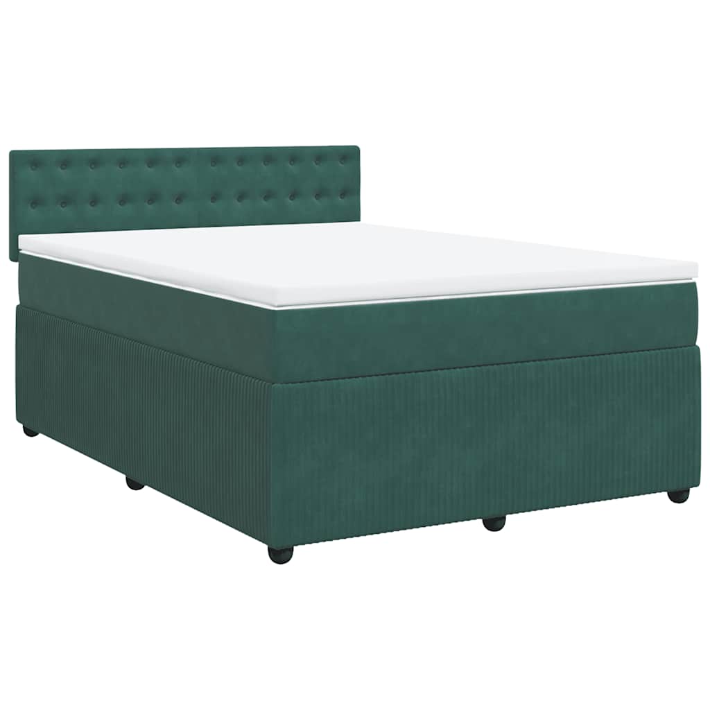 vidaXL Boxspring met matras fluweel donkergroen 140x190 cm afbeelding