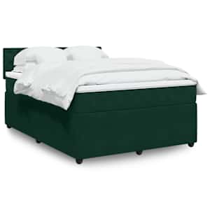 Box spring postel s matrací tmavě zelená 140x190 cm samet - obrázek 1