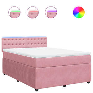 Box spring postel s matrací růžová 140x190 cm samet - obrázek 2