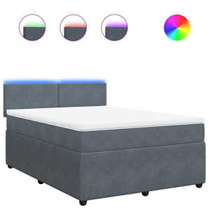 Box spring postel s matrací tmavě šedá 140x200 cm samet - obrázek 2