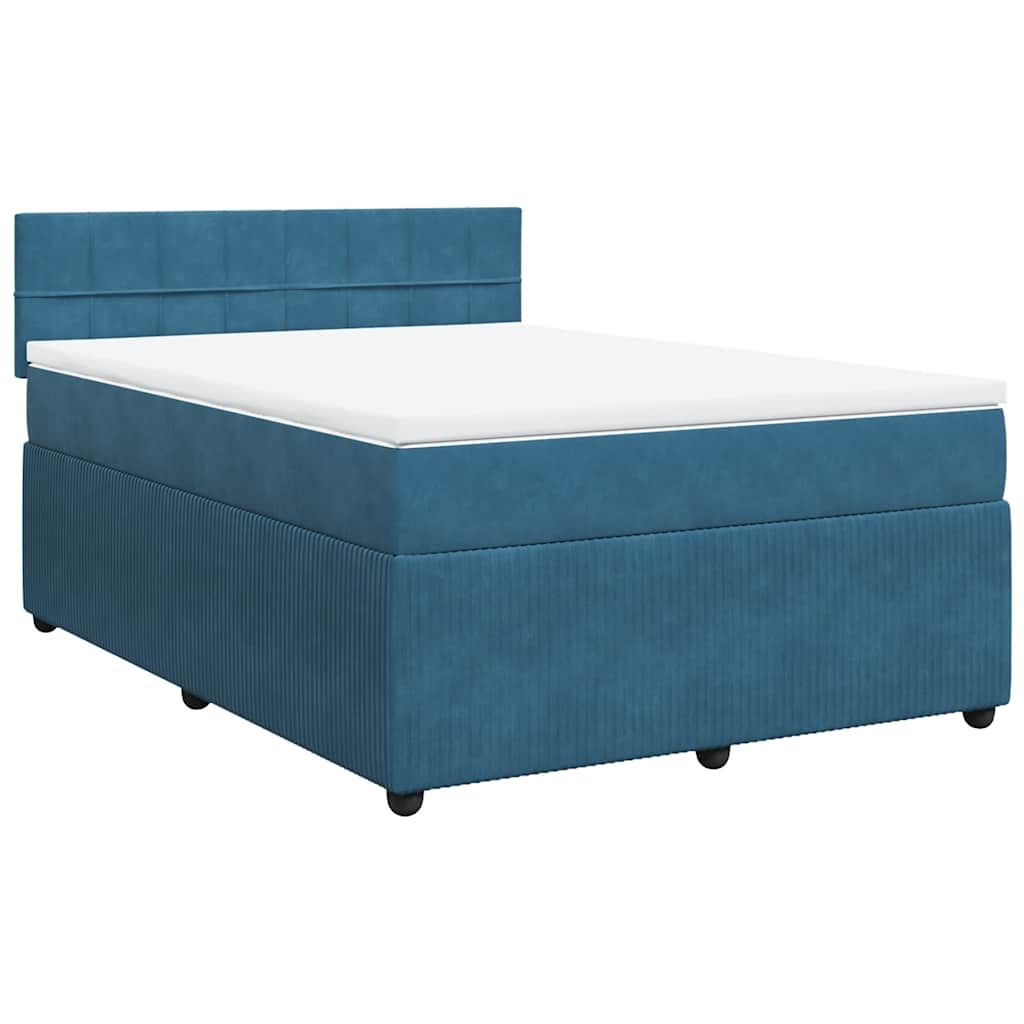 vidaXL Boxspring met matras fluweel blauw 140x200 cm afbeelding