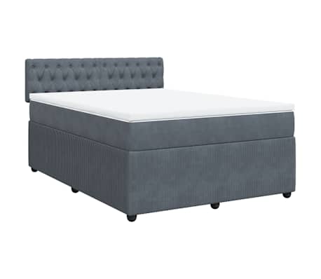 vidaXL Posteľn&yacute; r&aacute;m boxspring s matracom tmavosiv&yacute; 140x200 cm zamat