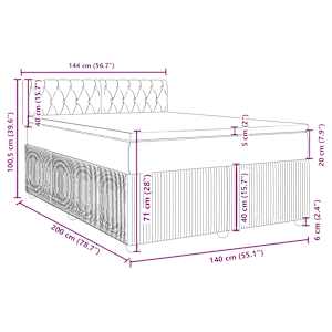 Box spring postel s matrací tmavě šedá 140x200 cm samet - obrázek 18