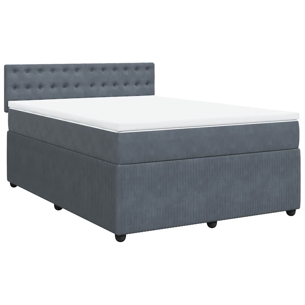 vidaXL Boxspring met matras fluweel donkergrijs 140x200 cm afbeelding