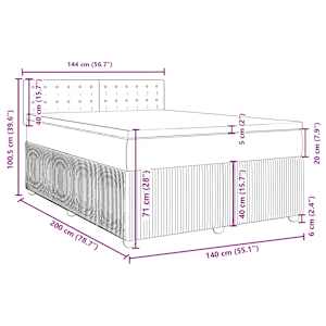 Box spring postel s matrací tmavě šedá 140x200 cm samet - obrázek 18