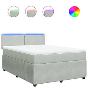 Box spring postel s matrací světle šedá 160x200 cm samet - obrázek 2