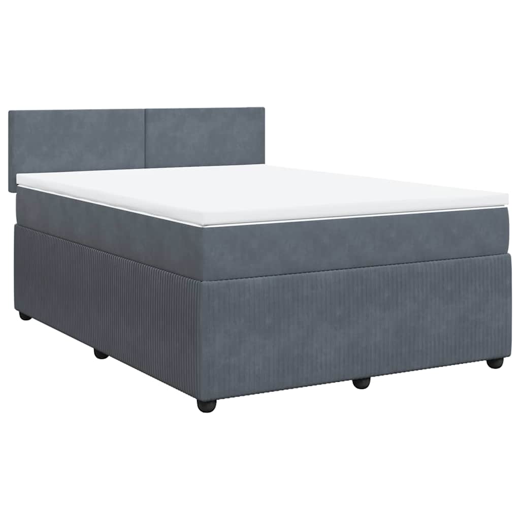 vidaXL Boxspring met matras fluweel donkergrijs 160x200 cm afbeelding