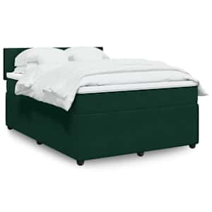 Box spring postelja z vzmetnico temno zelena 160x200 cm žamet
