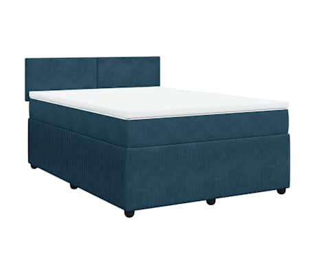 vidaXL Sommier &agrave; lattes de lit et matelas bleu 160x200 cm velours