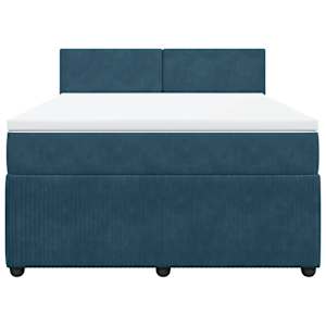 Box spring postel s matrací modrá 160 x 200 cm samet - obrázek 6