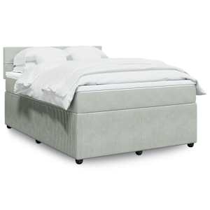 Box spring postelja z vzmetnico svetlo siva 160x200 cm žamet