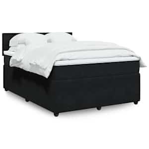 Box spring postelja z vzmetnico črna 160x200 cm žamet