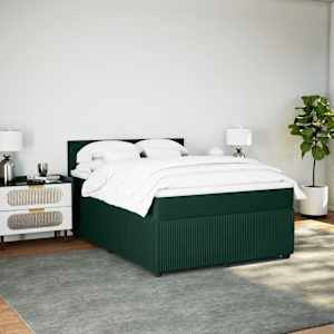 Box spring postel s matrací tmavě zelená 160x200 cm samet - obrázek 4