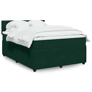 Box spring postelja z vzmetnico temno zelena 160x200 cm žamet