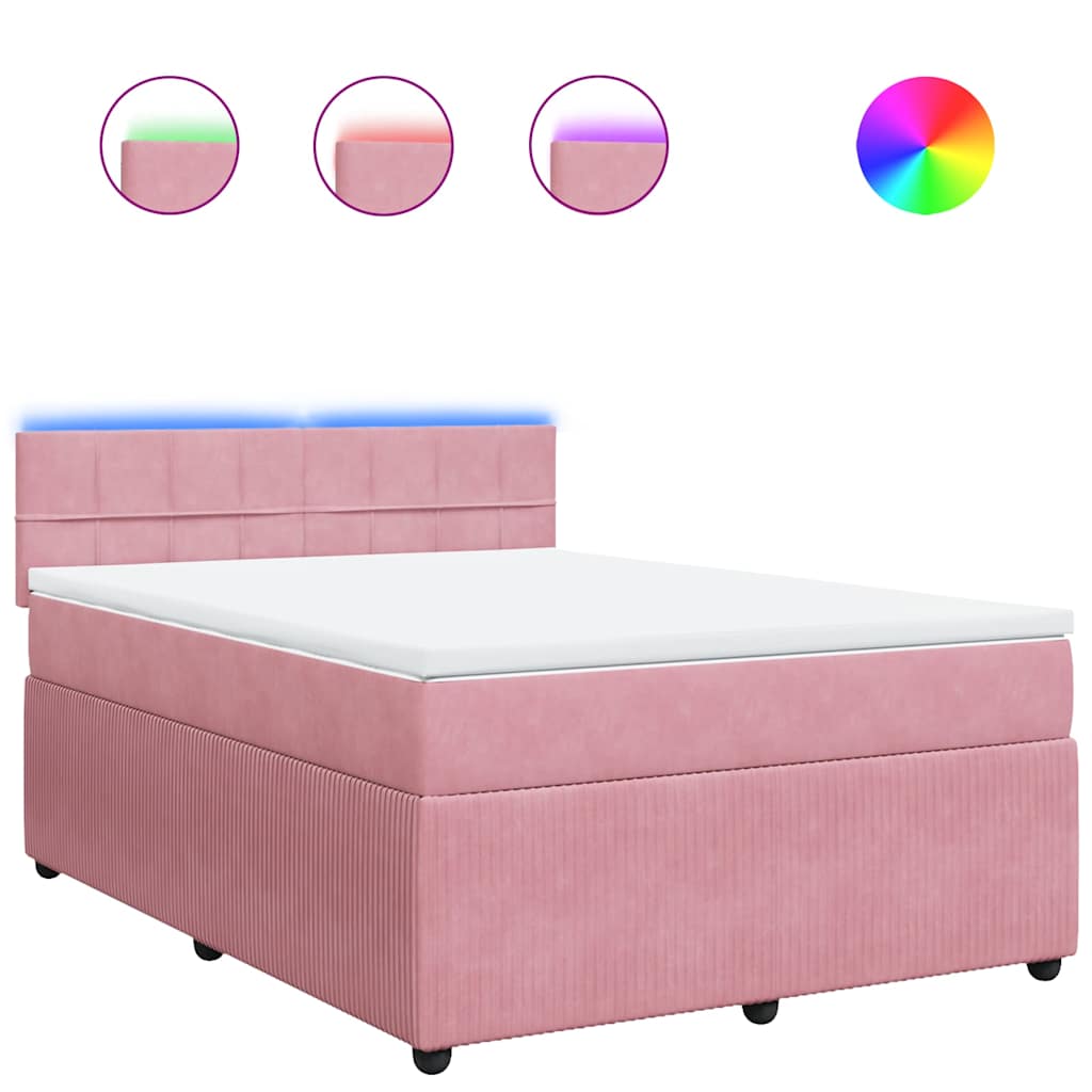 vidaXL Box spring postel s matrací růžová 160x200 cm samet