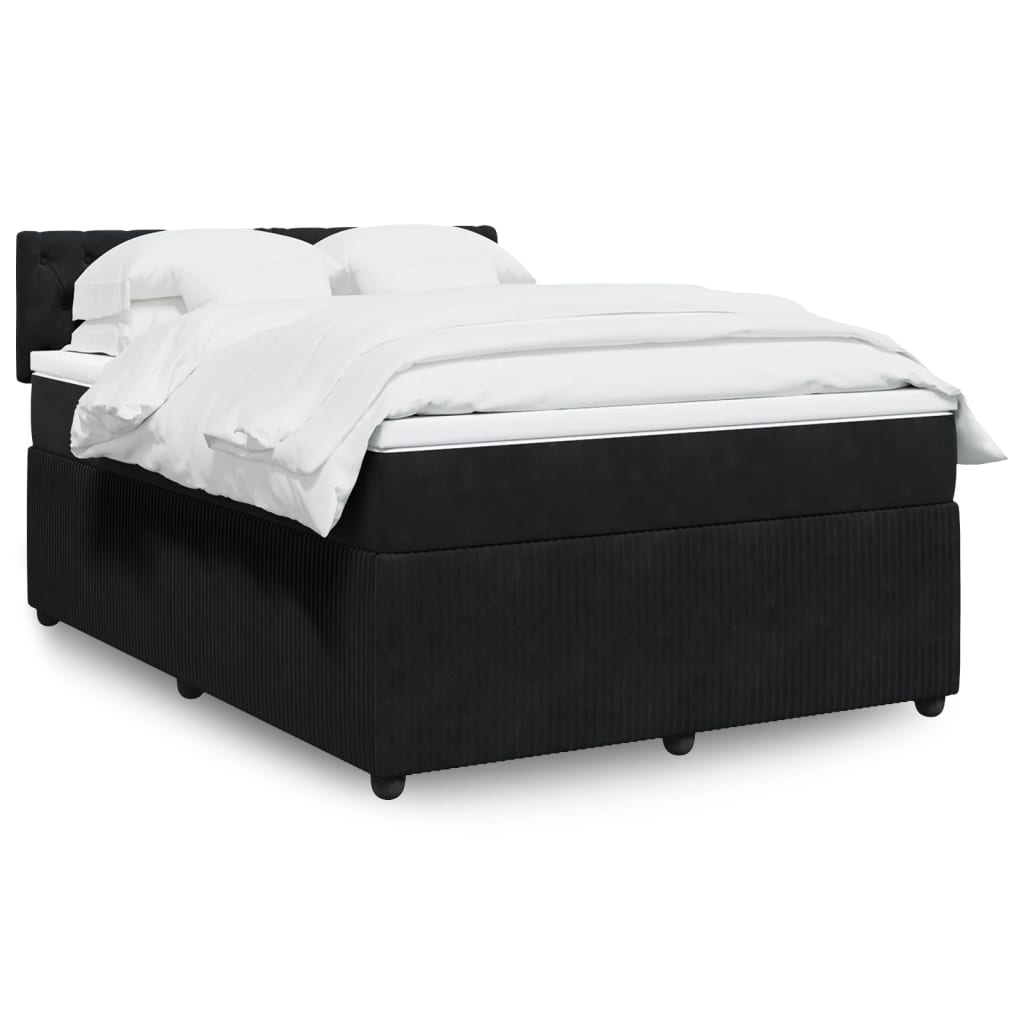 Boxspringbett mit Matratze Schwarz 160×200 cm Samt