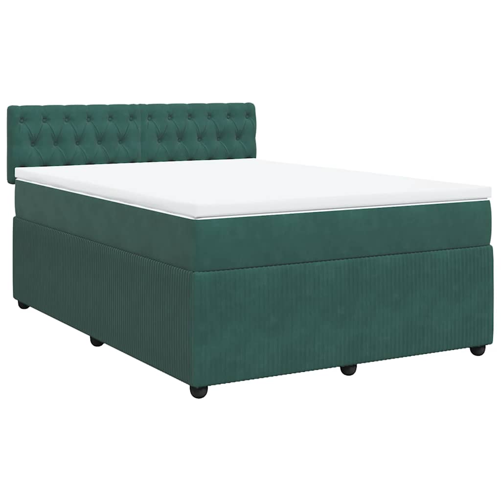 vidaXL Boxspring met matras fluweel donkergroen 160x200 cm afbeelding