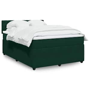 Box spring postel s matrací tmavě zelená 160x200 cm samet - obrázek 1