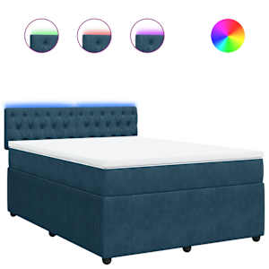 Box spring postel s matrací modrá 160 x 200 cm samet - obrázek 2