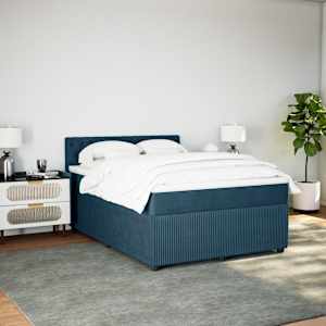 Box spring postel s matrací modrá 160 x 200 cm samet - obrázek 4
