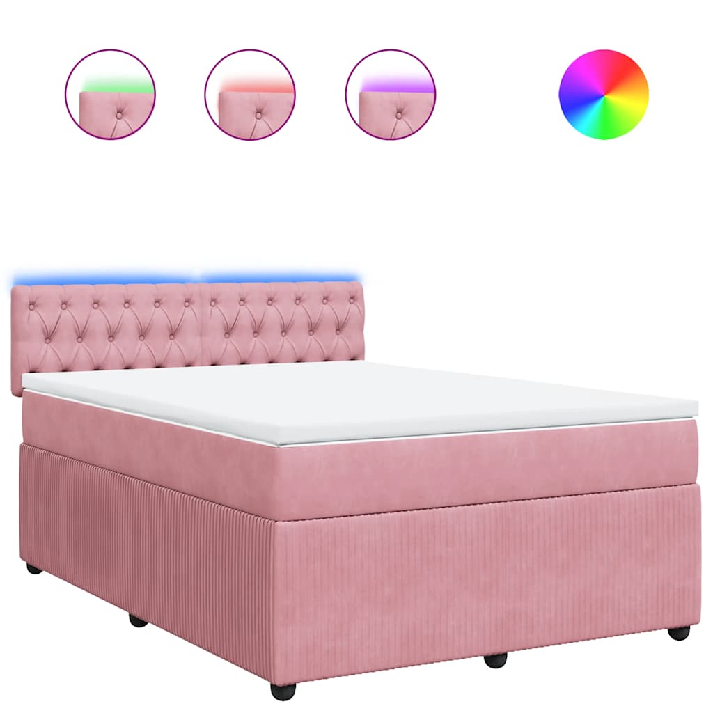 vidaXL Box spring postel s matrací růžová 160x200 cm samet