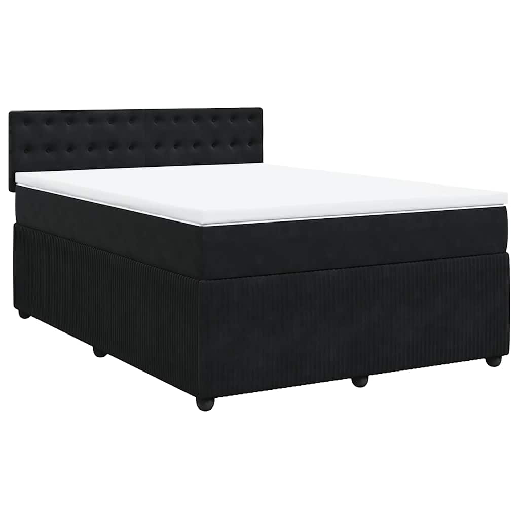 vidaXL Boxspring met matras fluweel zwart 160x200 cm afbeelding