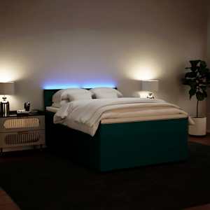 Box spring postel s matrací tmavě zelená 160x200 cm samet - obrázek 5