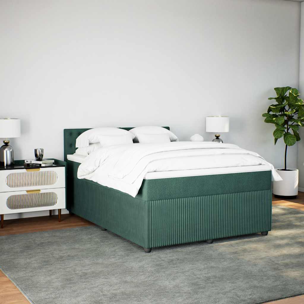 vidaXL Giroletto a Molle con Materasso Verde Scuro 160x200 cm Velluto