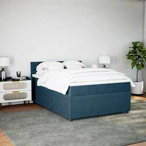 Box spring postel s matrací modrá 160 x 200 cm samet - obrázek 4