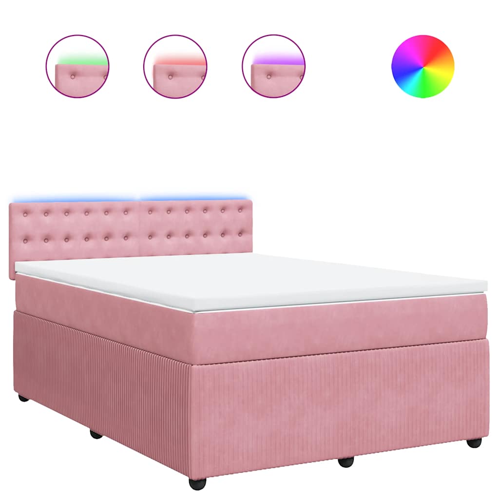 vidaXL Box spring postel s matrací růžová 160x200 cm samet