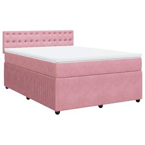 Box spring postel s matrací růžová 160x200 cm samet - obrázek 3