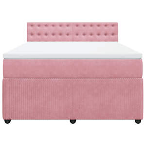 Box spring postel s matrací růžová 160x200 cm samet - obrázek 6