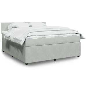 Box spring postelja z vzmetnico svetlo siva 180x200 cm žamet