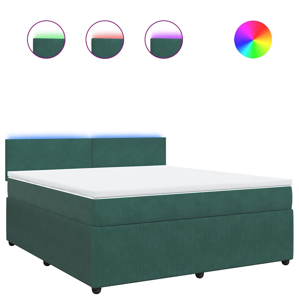 vidaXL Box spring postel s matrací tmavě zelená 180x200 cm samet