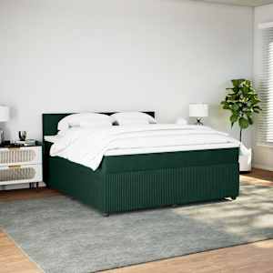 Box spring postel s matrací tmavě zelená 180x200 cm samet - obrázek 4