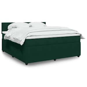 Box spring postelja z vzmetnico temno zelena 180x200 cm žamet
