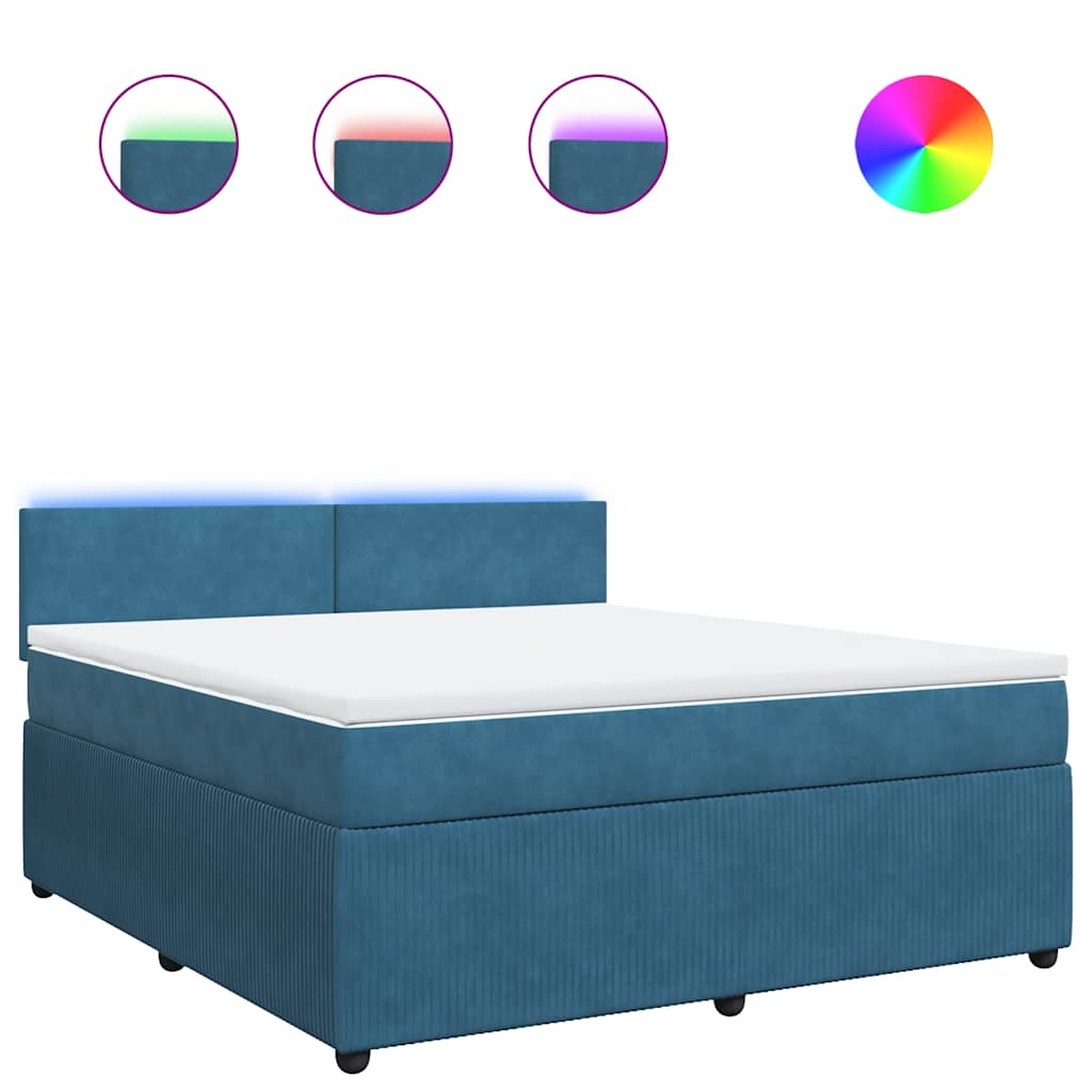 vidaXL Box spring postel s matrací modrá 180 x 200 cm samet