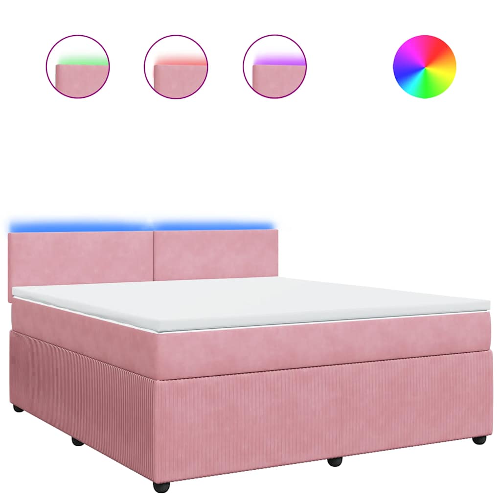 vidaXL Box spring postel s matrací růžová 180x200 cm samet