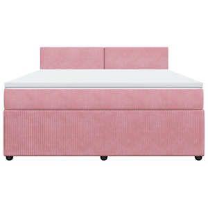 Box spring postel s matrací růžová 180x200 cm samet - obrázek 6