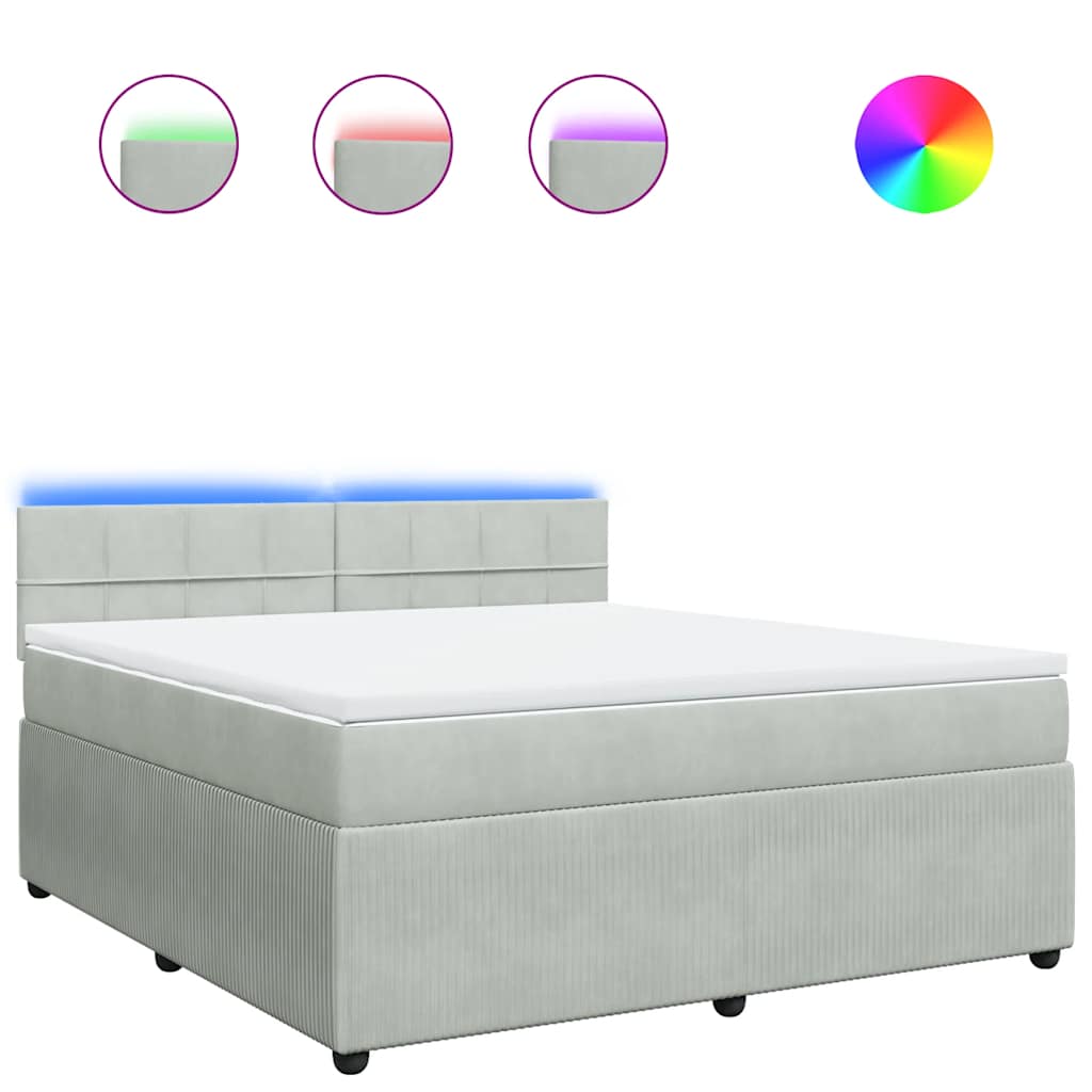 vidaXL Box spring postel s matrací světle šedá 180x200 cm samet
