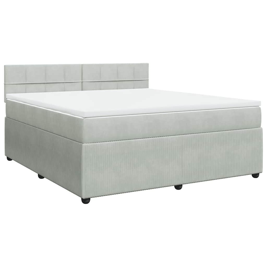 vidaXL Boxspring met matras fluweel lichtgrijs 180x200 cm afbeelding