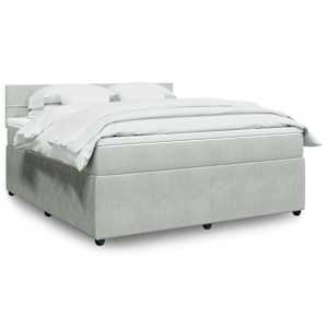 Box spring postelja z vzmetnico svetlo siva 180x200 cm žamet