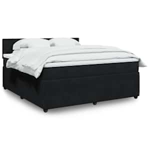 Box spring postelja z vzmetnico črna 180x200 cm žamet