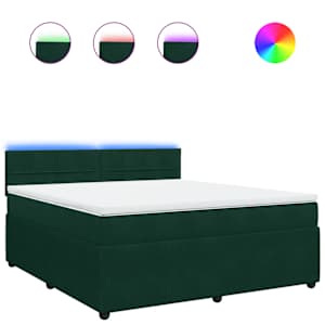 Box spring postel s matrací tmavě zelená 180x200 cm samet - obrázek 2