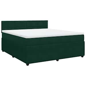 Box spring postel s matrací tmavě zelená 180x200 cm samet - obrázek 3